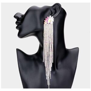 NEW Encour 8” AB silver fringe earrings.Special event
